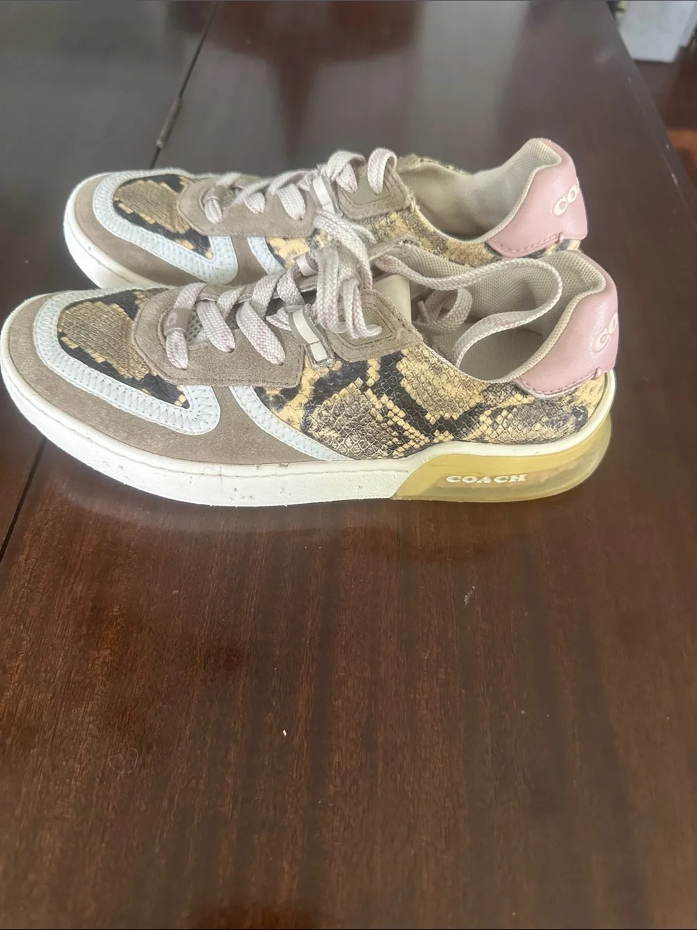 Women’s Coach Neutral Snake-Print Fashion Sneakers